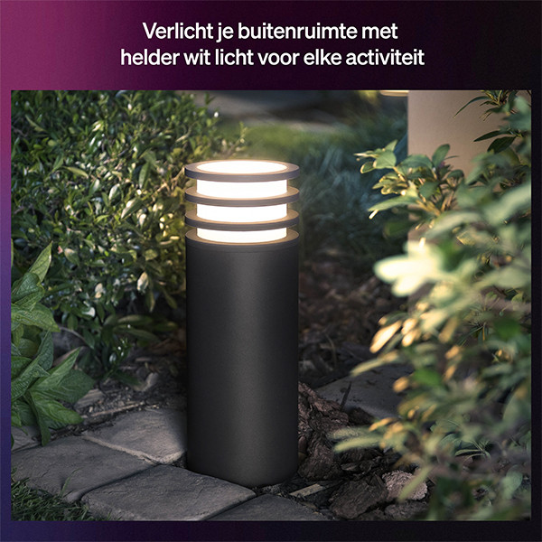 Philips Hue Lucca sokkellamp laag | White & Color Ambiance | Zigbee | Antraciet | IP44 | Dimbaar | 8.1W LPH04862 - 4