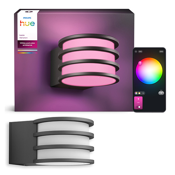 Philips Hue Lucca wandlamp | White & Color Ambiance | Zigbee | Antraciet | IP44 | Dimbaar | 8.1W LPH04861 - 1