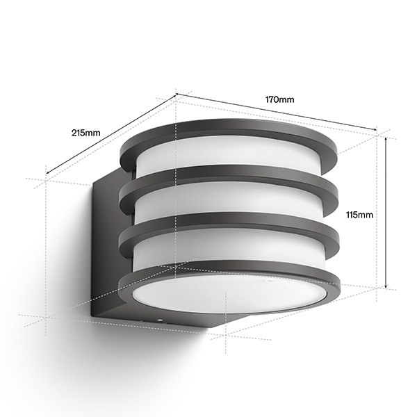 Philips Hue Lucca wandlamp | White & Color Ambiance | Zigbee | Antraciet | IP44 | Dimbaar | 8.1W LPH04861 - 8