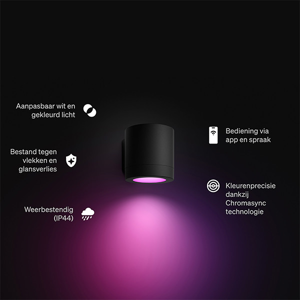 Philips Hue Outdoor Wandlamp | Muscari | White & Color Ambiance | Zigbee | IP44 | 4.2W | Zwart LPH05119 - 2