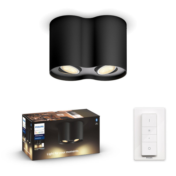 Philips Hue Pillar opbouwspot zwart | White Ambiance | 2 spots | incl. dimmer switch  LPH01547 - 1