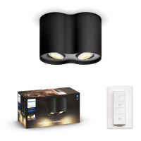 Philips Hue Pillar opbouwspot zwart | White Ambiance | 2 spots | incl. dimmer switch  LPH01547