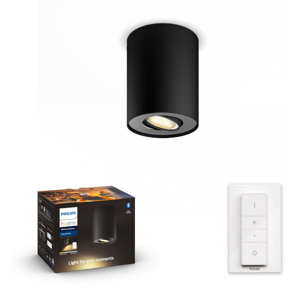 Philips Hue Pillar opbouwspot zwart | White Ambiance | incl. dimmer switch  LPH01543 - 1