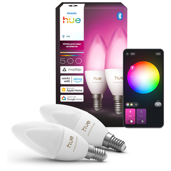 Philips Hue Slimme E14 led lamp | Kaars C39 | White & Color Ambiance | Zigbee | 3.7W | 2 stuks LPH05057 - 1