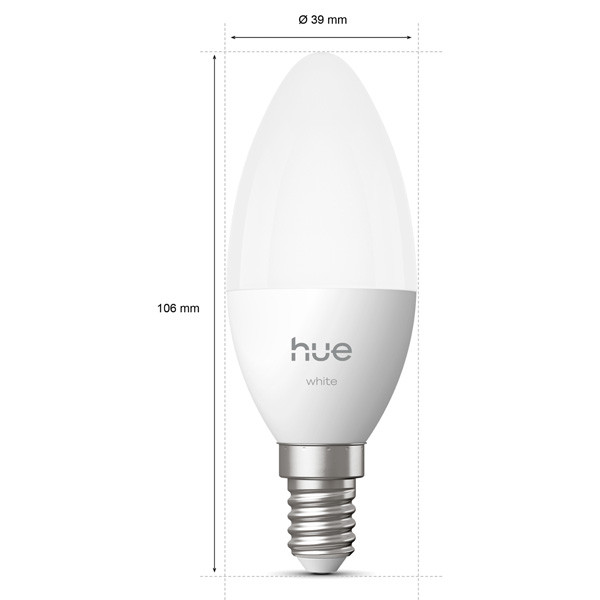 Philips Hue Slimme E14 led lamp | Kaars C39 | White | 2700K | Zigbee | 3.9W | 2 stuks LPH05059 - 6