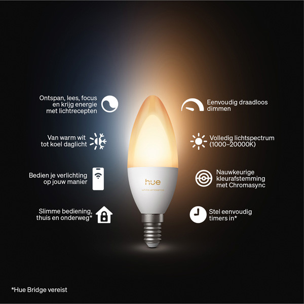 Philips Hue Slimme E14 led lamp | Kaars C39 | White Ambiance | Zigbee | 3.7W LPH05060 - 2