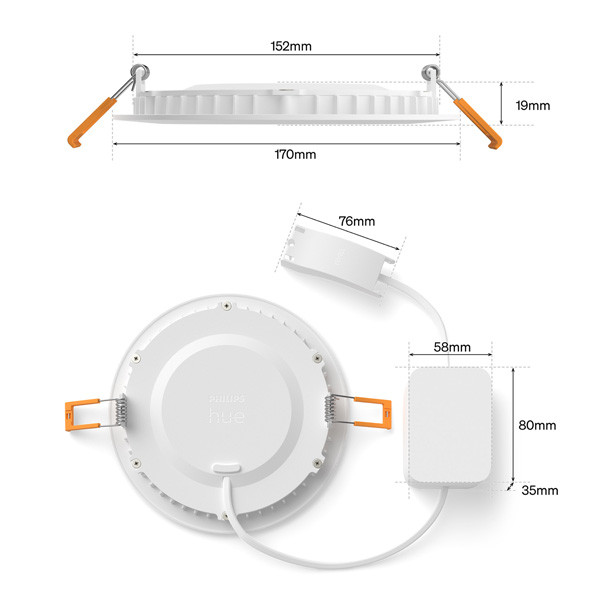 Philips Hue Slimme LED Downlight | Rond | Ø 17 cm | IP44 | White & Color Ambiance | Wit | Zigbee | 12W LPH05055 - 10