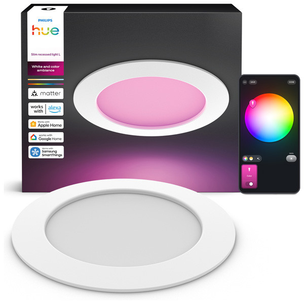 Philips Hue Slimme LED Downlight | Rond | Ø 17 cm | IP44 | White & Color Ambiance | Wit | Zigbee | 12W LPH05055 - 1