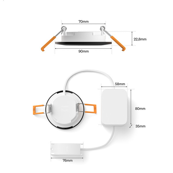 Philips Hue Slimme LED Downlight | Rond | Ø 9 cm | IP44 | White & Color Ambiance | Zwart | Zigbee | 8.3W | 3 stuks LPH05052 - 10