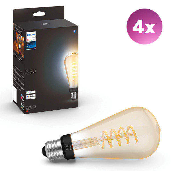 Philips Hue Smart lamp E27 | Edison ST72 | Goud | White Ambiance | Zigbee | 7W (45W) | 4 stuks LPH04716 - 1
