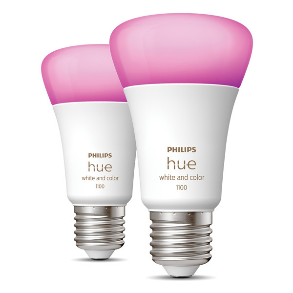 Philips Hue Smart lamp E27 | Peer A60 | Mat | White & Color Ambiance | Zigbee | 11W (75W) | 2 stuks LPH02708 - 2