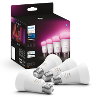 Philips Hue Smart lamp E27 | Peer A60 | Mat | White & Color Ambiance | Zigbee | 11W (75W) | 4 stuks LPH03640