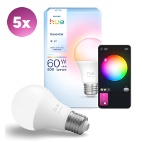 Philips Hue Smart lamp E27 | Peer A60 | Mat | White & Color Ambiance | Zigbee | 8W (60W) | 5 stuks LPH04712