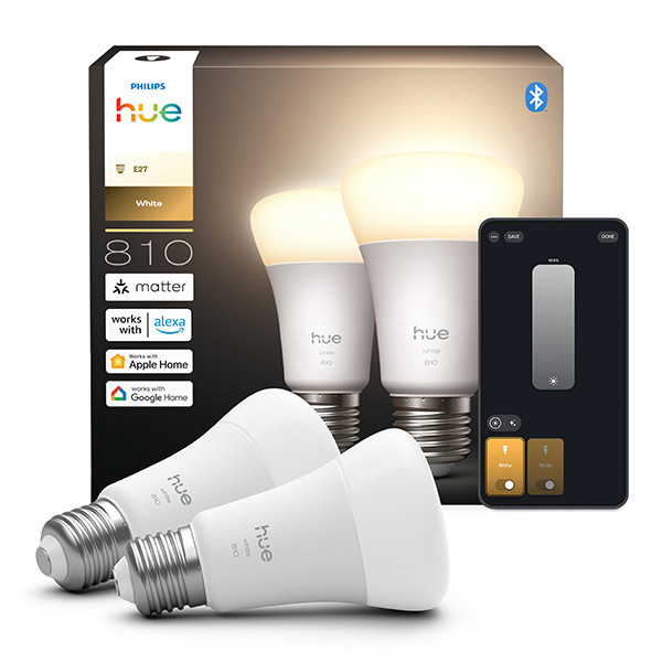 Philips Hue Smart lamp E27 | Peer A60 | Mat | White | Zigbee | 2 stuks LPH04277 - 1