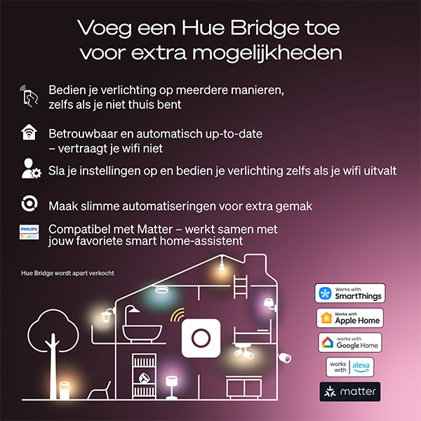 Philips Hue Smart lamp E27 | Peer A60 | Mat | White Ambiance | Zigbee | 8.1W (75W) | 2 stuks LPH04279 - 9