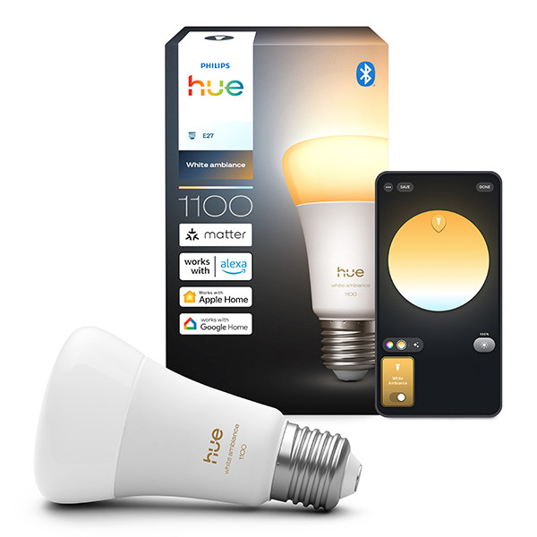 Philips Hue Smart lamp E27 | Peer A60 | Mat | White Ambiance | Zigbee | 8.1W (75W) LPH04278 - 1