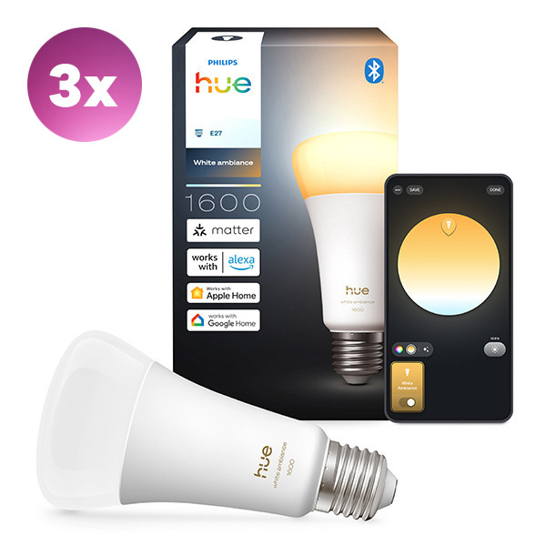 Philips Hue Smart lamp E27 | Peer A67 | Mat | White Ambiance | Zigbee | 11.8W (100W) | 3 stuks LPH04720 - 1