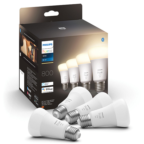 Philips Hue Smart lamp E27 | White | 800 lumen | 9W | 4 stuks LPH03638 - 1