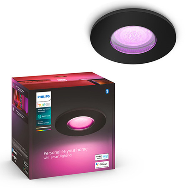 Philips Hue Xamento badkamer inbouwspot | Rond | Zwart | White en Color Ambiance | 1 stuk  LPH02974 - 1