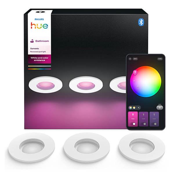 Philips Hue Xamento badkamerinbouwspot | Rond | Wit | White en Color Ambiance | 4.2W | 3 stuks LPH04057 - 1