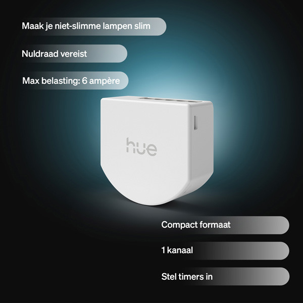 Philips Hue wandschakelaar | Inbouw | Geschikt voor niet-slimme lampen | 1 kanaal | Zigbee | Wit LPH05064 - 2
