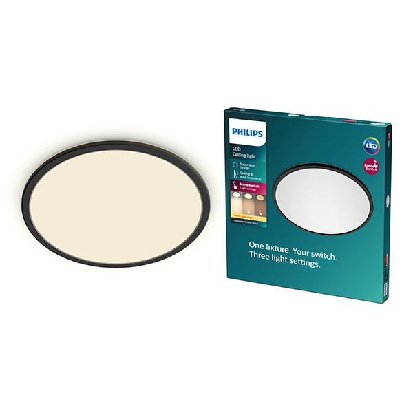 Philips LED Plafondlamp | Superslim | Ø 25 cm | Rond | 2700K | IP20 | Zwart | Dimbaar | 15W LPH04801 - 1