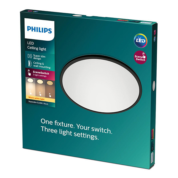 Philips LED Plafondlamp | Superslim | Ø 30 cm | Rond | 2700K | IP20 | Zwart | Dimbaar | 18W LPH04802 - 2