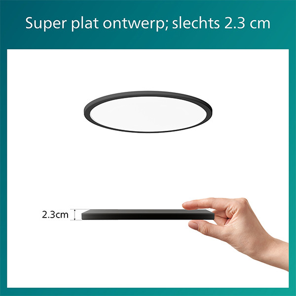 Philips LED Plafondlamp | Superslim | Ø 30 cm | Rond | 2700K | IP20 | Zwart | Dimbaar | 18W LPH04802 - 7