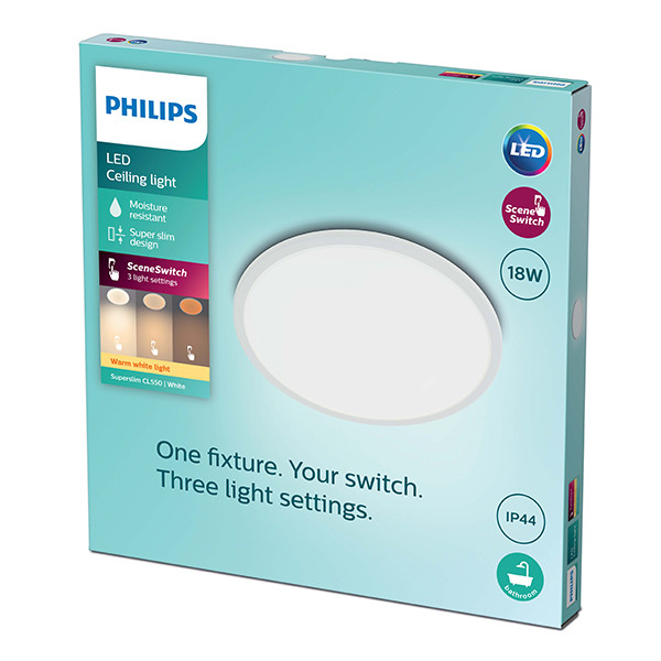 Philips LED Plafondlamp | Superslim | Ø 30 cm | Rond | 2700K | IP44 | Wit | Dimbaar | 18W LPH04805 - 2