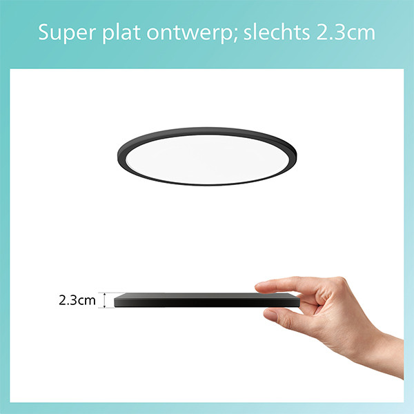 Philips LED Plafondlamp | Superslim | Ø 30 cm | Rond | 2700K | IP44 | Zwart | Dimbaar | 18W LPH04806 - 10