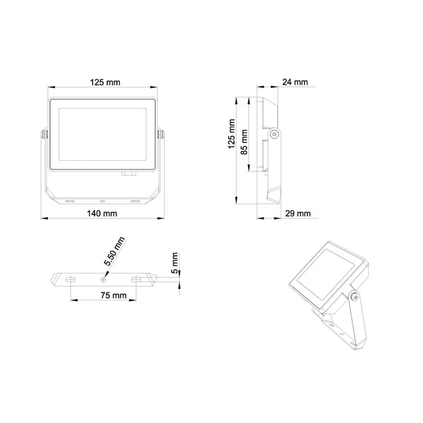Philips LED Schijnwerper | ProjectLine | 3000K | 1800 lumen | IP65 | 20W  LPH03606 - 3