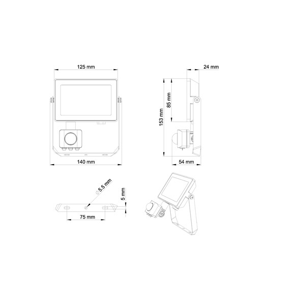 Philips LED Schijnwerper met sensor | ProjectLine | 3000K | 1800 lumen | IP65 | 20W  LPH03608 - 3