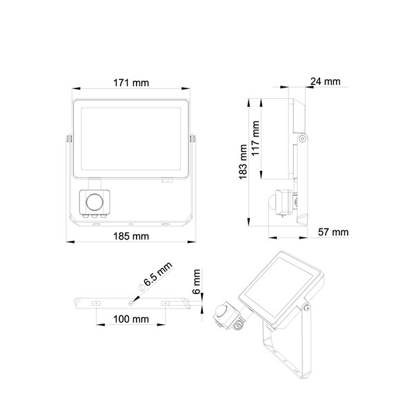 Philips LED Schijnwerper met sensor | ProjectLine | 3000K | 2700 lumen | IP65 | 30W  LPH03611 - 3