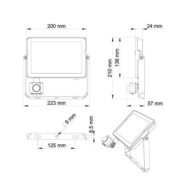 Philips LED Schijnwerper met sensor | ProjectLine | 3000K | 4500 lumen | IP65 | 50W  LPH03609 - 3
