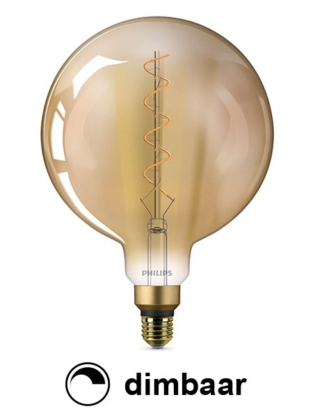 Tien jurk droom Philips LED lamp | Vintage | E27 | Globe G200 | Goud | 2000K Dimbaar 6.5W  (40W) Philips 123led.nl