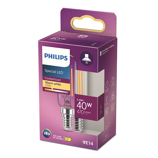 Philips LED lamp E14 | Buis T25 | Filament | 2700K | 3.4W (40W) LPH04186 - 3
