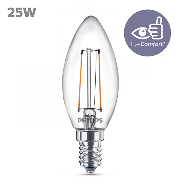 Philips LED lamp E14 | Kaars B35 | Filament | 2700K | 1.9W (25W) | 3 stuks LPH04165 - 2