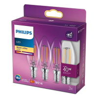 Philips LED lamp E14 | Kaars B35 | Filament | 2700K | 4.3W (40W) | 3 stuks LPH02448