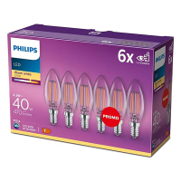 Philips LED lamp E14 | Kaars B35 | Filament | 2700K | 4.3W (40W) | 6 stuks LPH03079