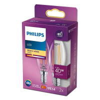 Philips LED lamp E14 | Kaars B35 | Filament | 2700K | 4.3W (40W) 2 stuks  LPH02446