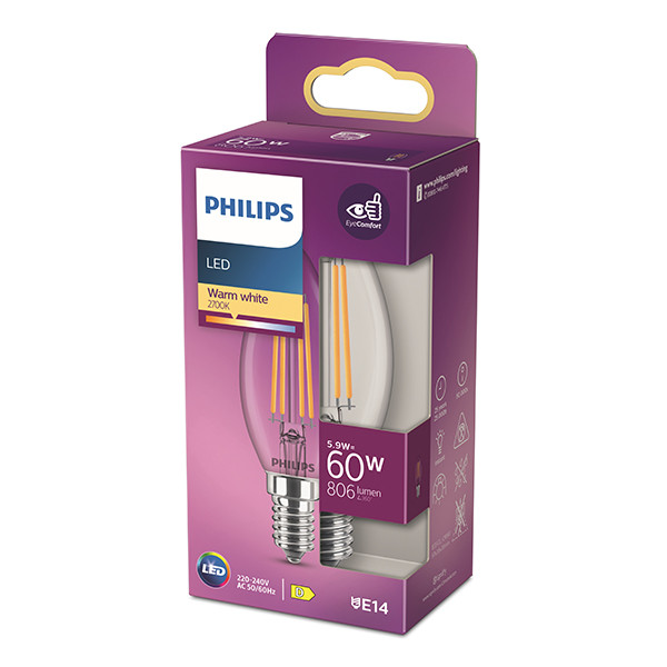 Philips LED lamp E14 | Kaars B35 | Filament | 2700K | 5.9W (60W) LPH04221 - 3