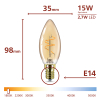 Philips LED lamp E14 | Kaars B35 | Filament | Goud | 1800K | Dimbaar | 2.7W (15W) LPH04110 - 3