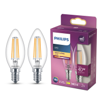 Philips LED lamp E14 | Kaars B35 | Filament | Helder | 2700K | 3.4W (40W) | 2 stuks LPH04189