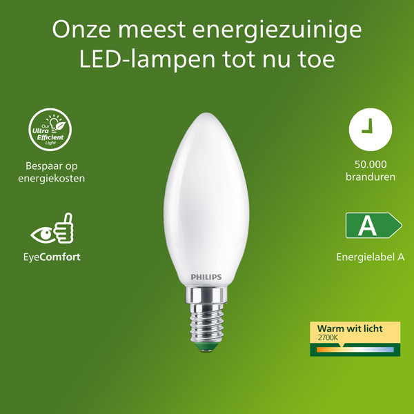 Philips LED lamp E14 | Kaars B35 | Ultra Efficient | Mat | 2700K | 1.2W (25W) LPH04563 - 2