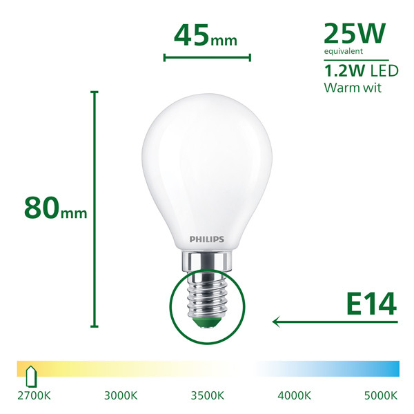 Philips LED lamp E14 | Kogel G45 | Ultra Efficient | Mat | 2700K | 1.2W (25W) LPH04567 - 3