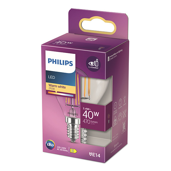 Philips LED lamp E14 | Kogel P45 | Filament | 2700K | 3.4W (40W) LPH04197 - 3