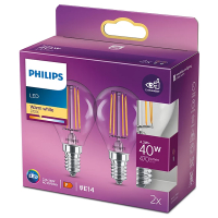 Philips LED lamp E14 | Kogel P45 | Filament | 2700K | 4.3W (40W) 2 stuks  LPH02400
