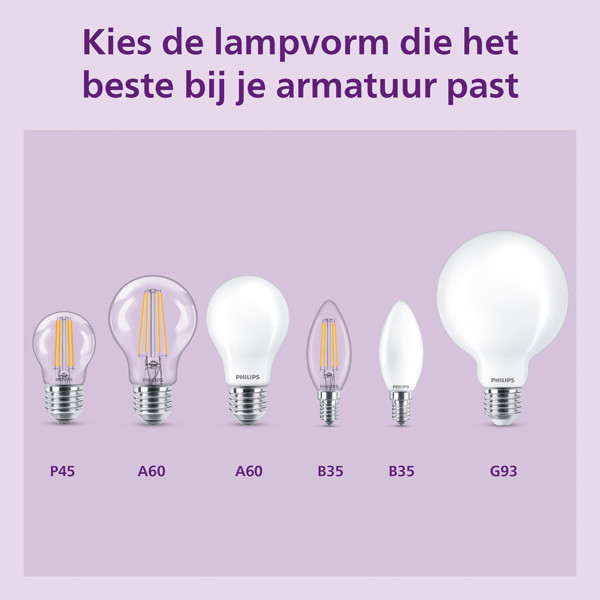 Philips LED lamp E14 | Kogel P45 | Filament | 2700K | 4.3W (40W) 6 stuks LPH04840 - 7