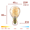 Philips LED lamp E14 | Kogel P45 | Filament | Goud | 2200K | Dimbaar | 3.1W (25W) LPH04118 - 3