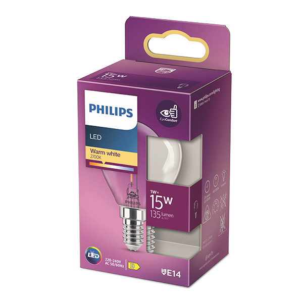 Philips LED lamp E14 | Kogel P45 | Filament | Helder | 2700K | 1W (15W) LPH04149 - 3